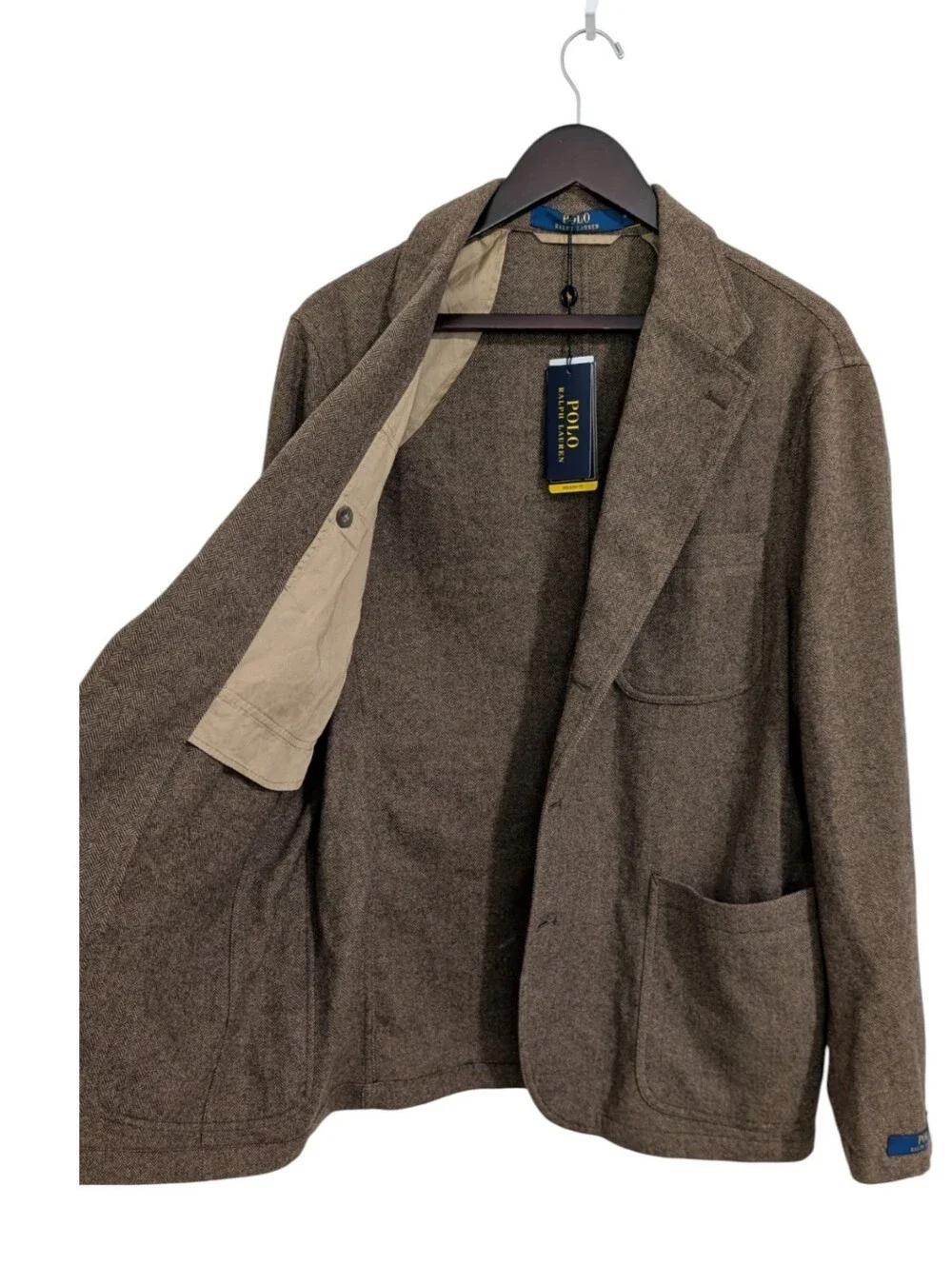 Polo Ralph Lauren Brown Herringbone Sport Coat Blazer - Size 44R NWT